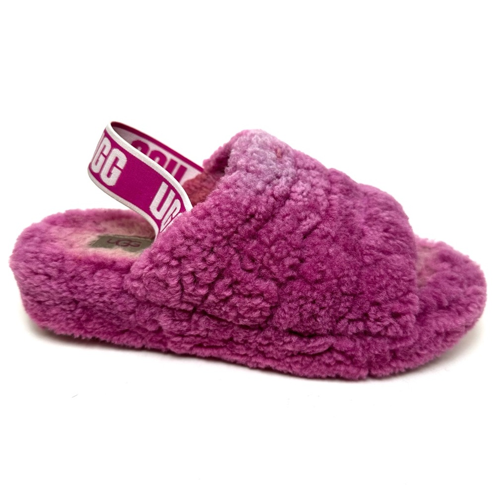 UGG Fluff Yeah Slide Sandals Taffy Pink Sheepskin Slippers Fuzzy Women Size 8